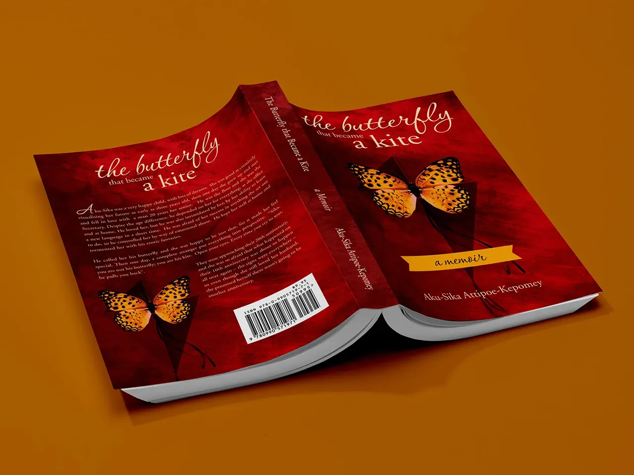 book mockup the butterfly kite memoir
