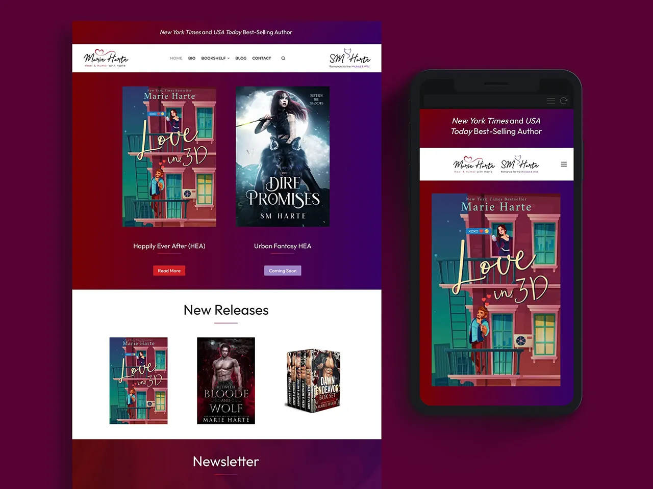 Marie Harte website screen capture